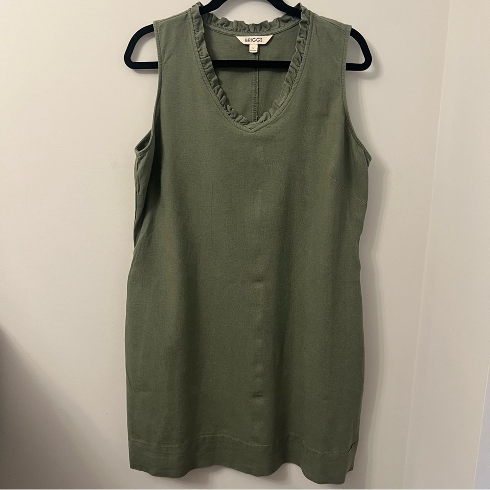 Briggs Women's Linen Blend Sleeveless Dress, Olive Green, Large - Picture 3 of 16